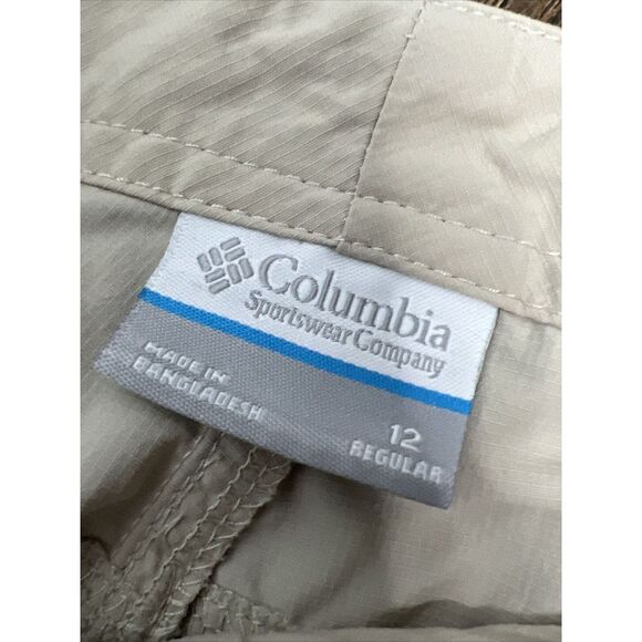 WOMENS COLUMBIA PFG BEIGE STRAIGHT LEG ARUBA ROLL UP‎ NYLON CONVERTIBLE PANTS 12 - Picture 14 of 16